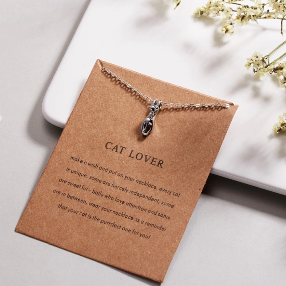 Cute Cat Lover Gold/Silver Layering Charm Necklace - Picture 5 of 8